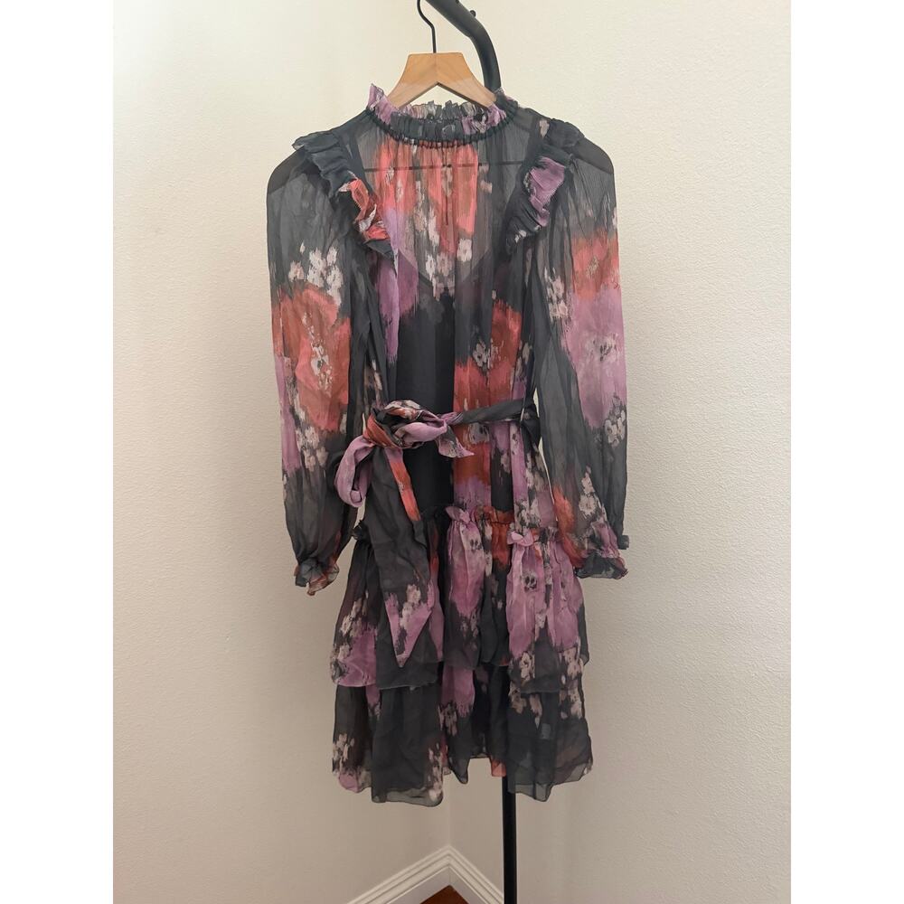 New Unsubscribed ruffle long sleeve mini dress gray shadow sz 6 $428 - Picture 3 of 6